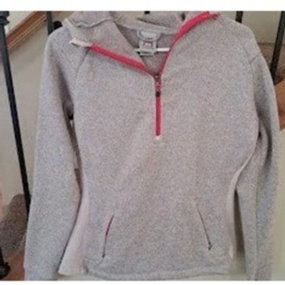 Avalanche Womens Quarter Zip Fleece Hoodie Heather Grey Pink Outdoor Pullover L‎